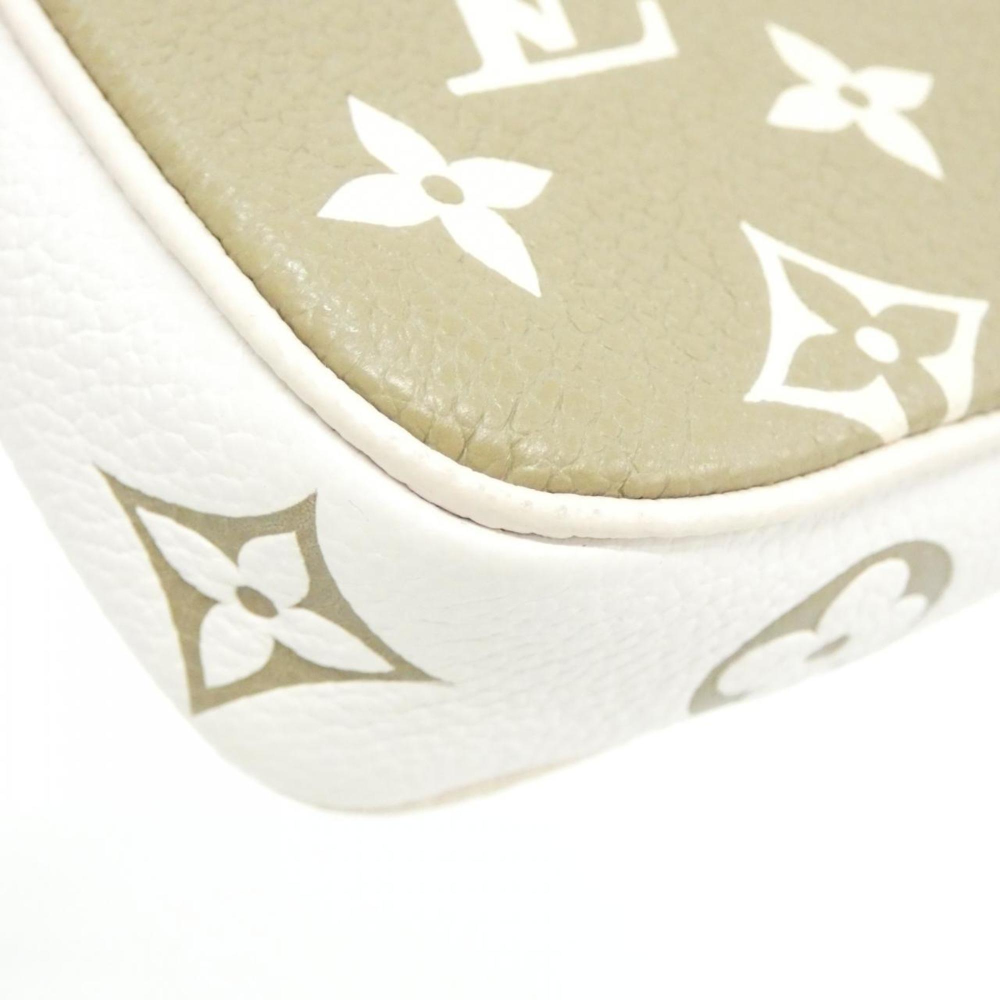 Louis Vuitton Beige Khaki Leather Pochette Pouch