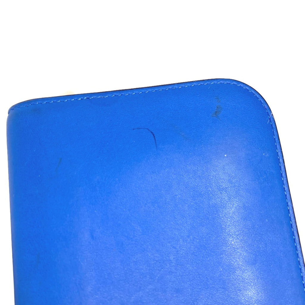 Christian Dior Blue Leather Long Wallet (Bi-Fold) (Pre-Owned)