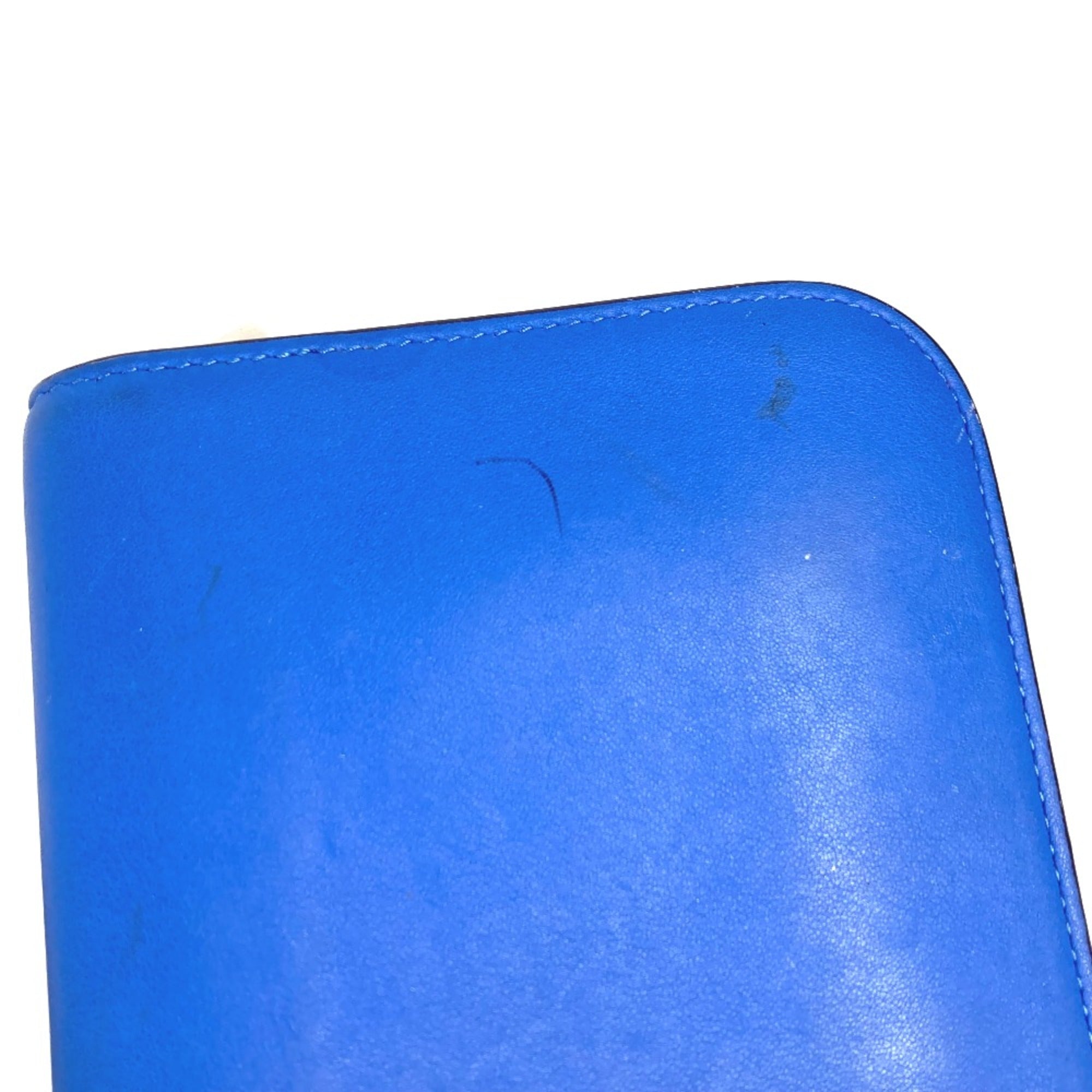 Christian Dior Blue Leather Long Wallet (Bi-Fold) (Pre-Owned)