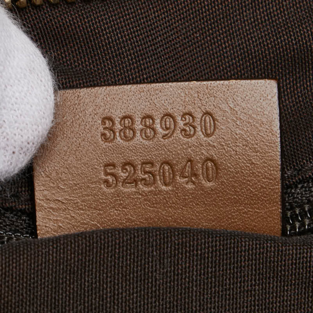 Gucci Beige Brown Canvas Leather Shoulder Bag (Pre-Owned)