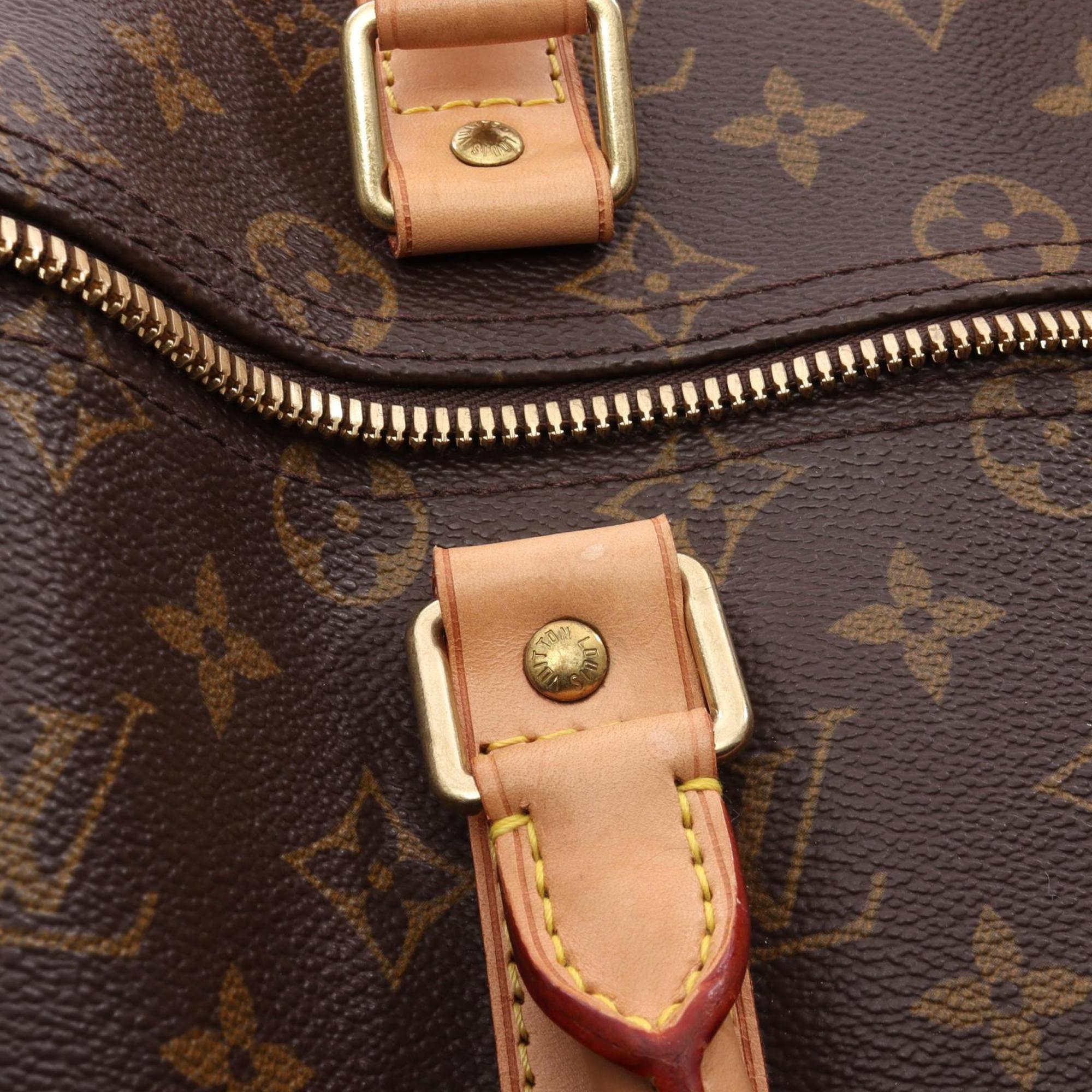 Louis Vuitton Brown Coated Canvas Leather Boston Bag