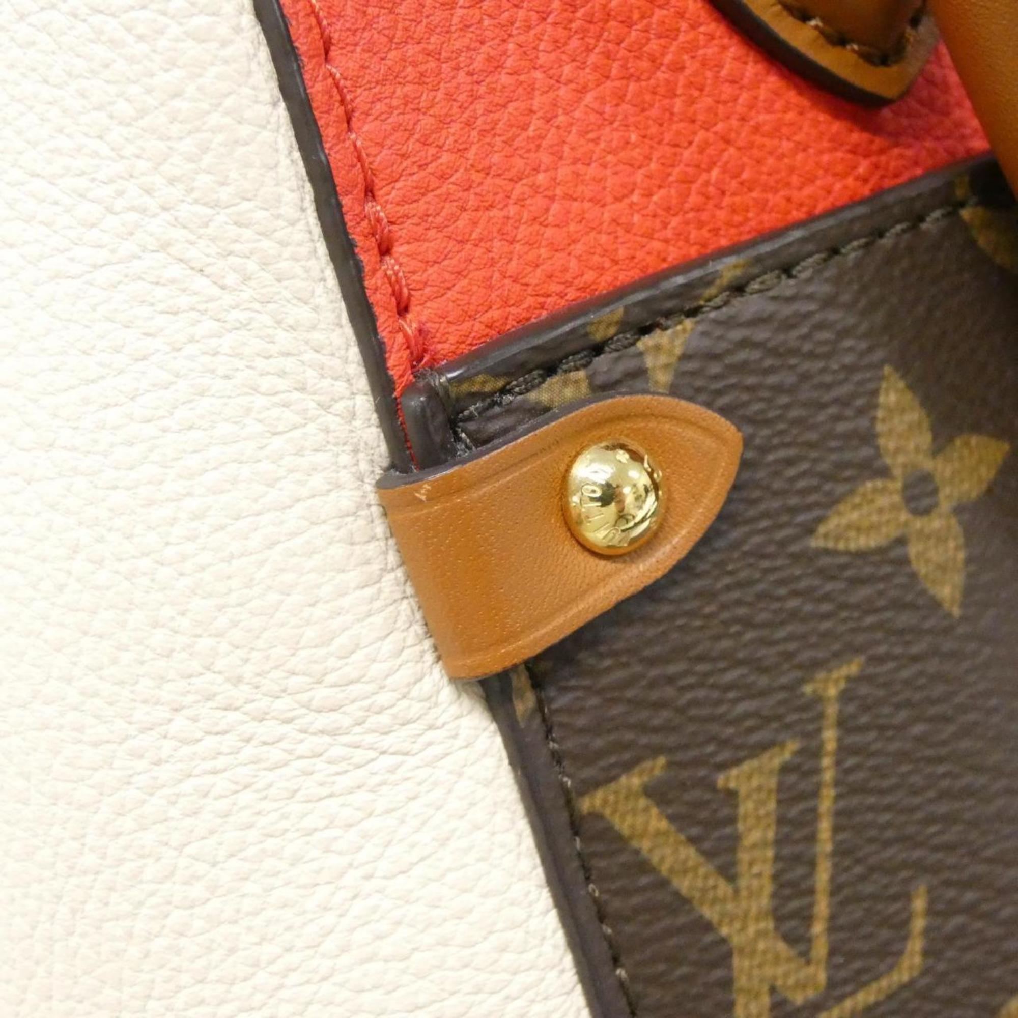 Louis Vuitton Monogram Black Cerise Cream Coated Canvas Leather Handbag