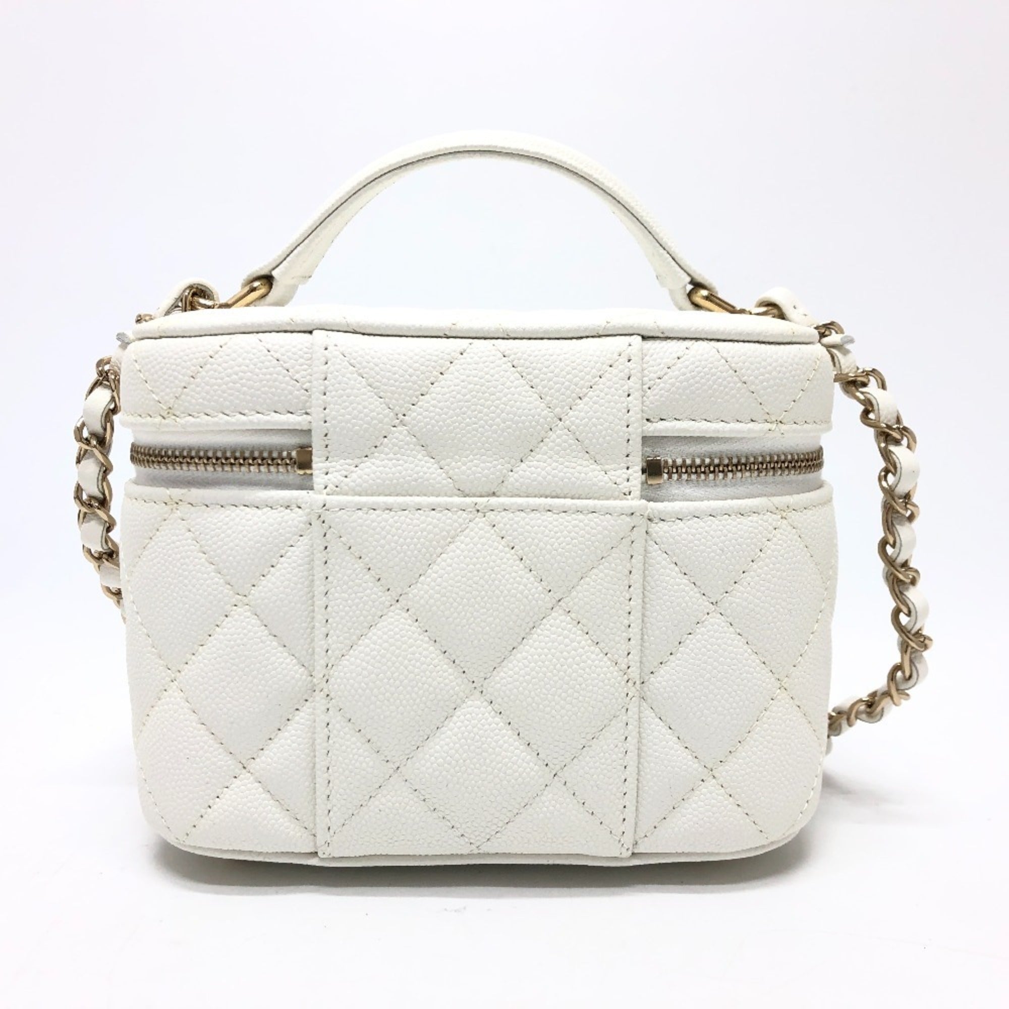 Chanel Caviar Skin White Caviar Leather Handbag Shoulder Bag Vanity Bag