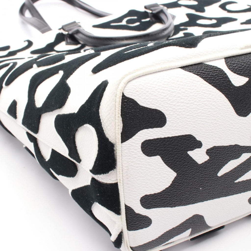 Louis Vuitton Black White Canvas Leather Tote Bag