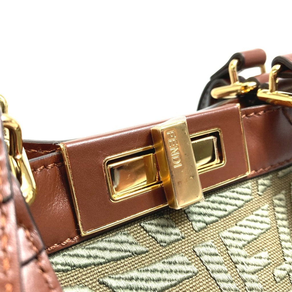 Fendi Green Cotton Shoulder Bag Tote Bag