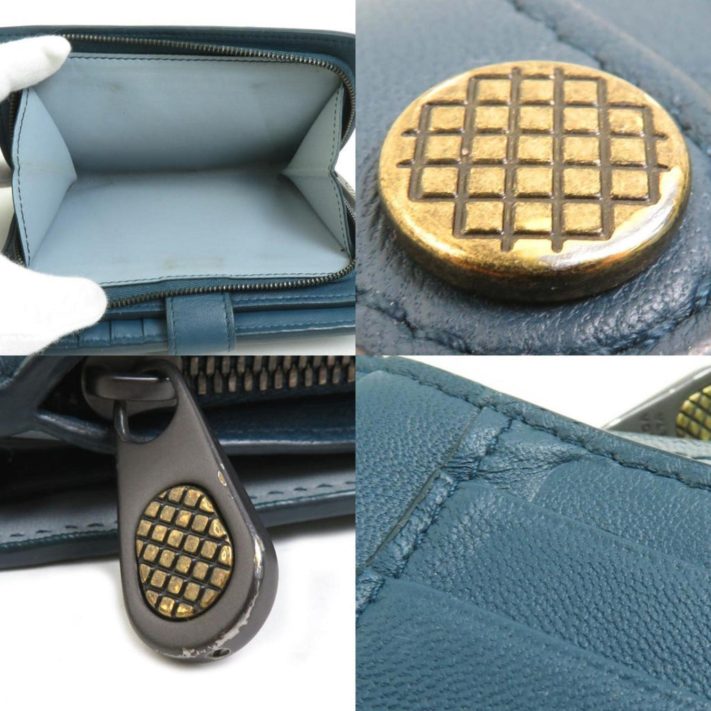 Bottega Veneta Blue Green Intrecciato Wallet (Bi-Fold)