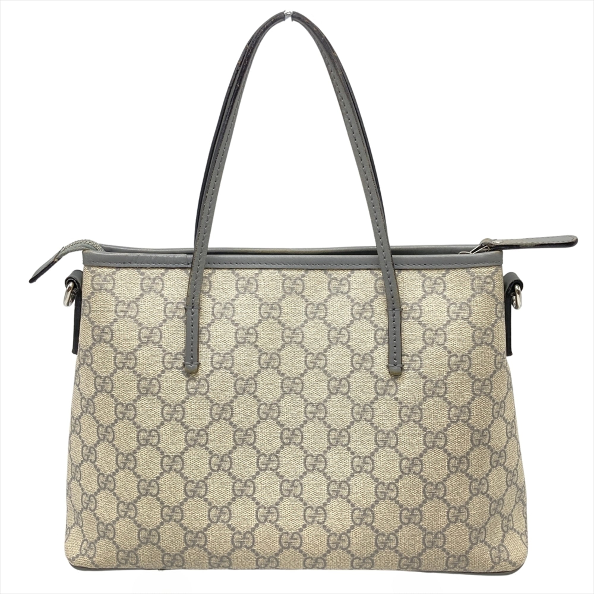 Gucci Gray Gg Supreme Leather Tote Bag (Pre-Owned)