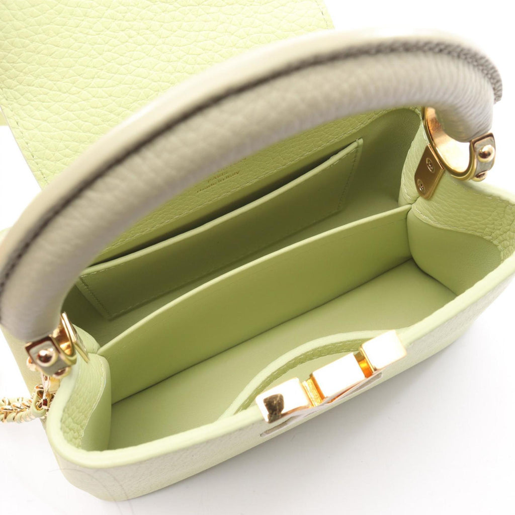 Louis Vuitton Green White Leather Handbag