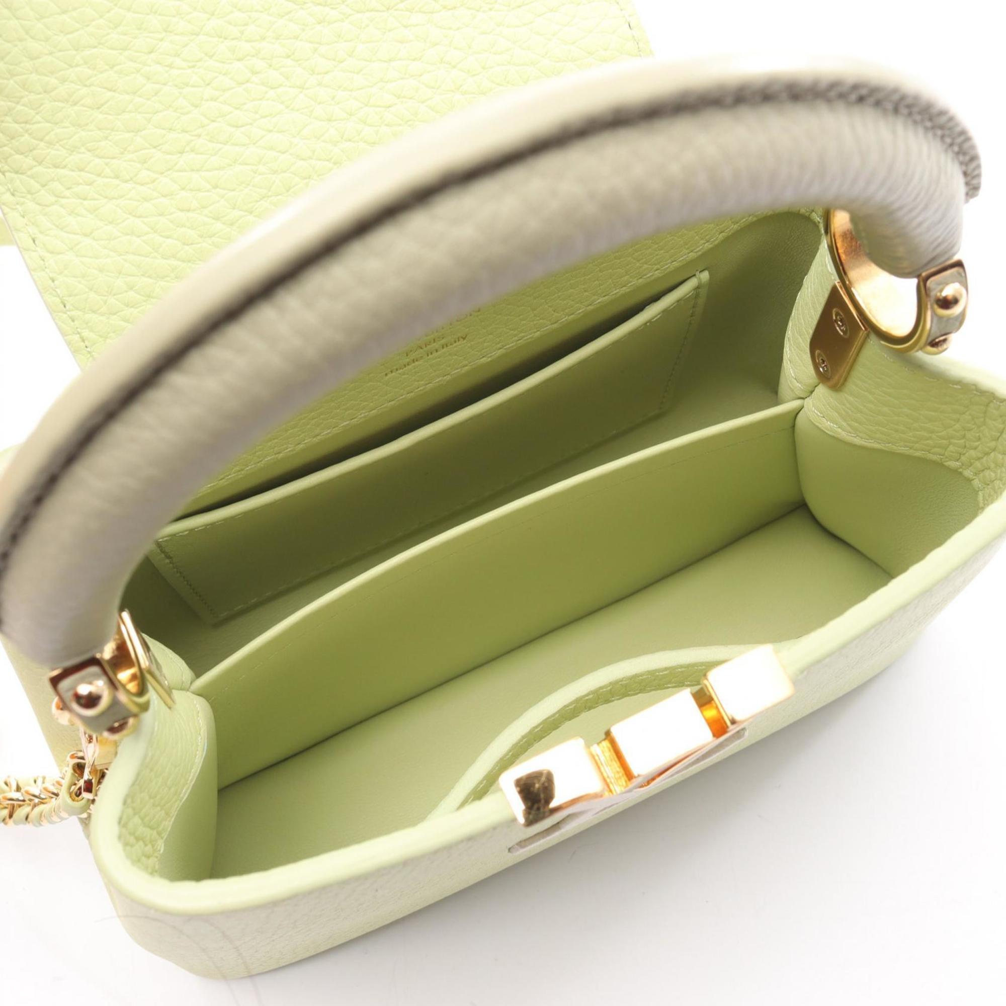 Louis Vuitton Green White Leather Handbag