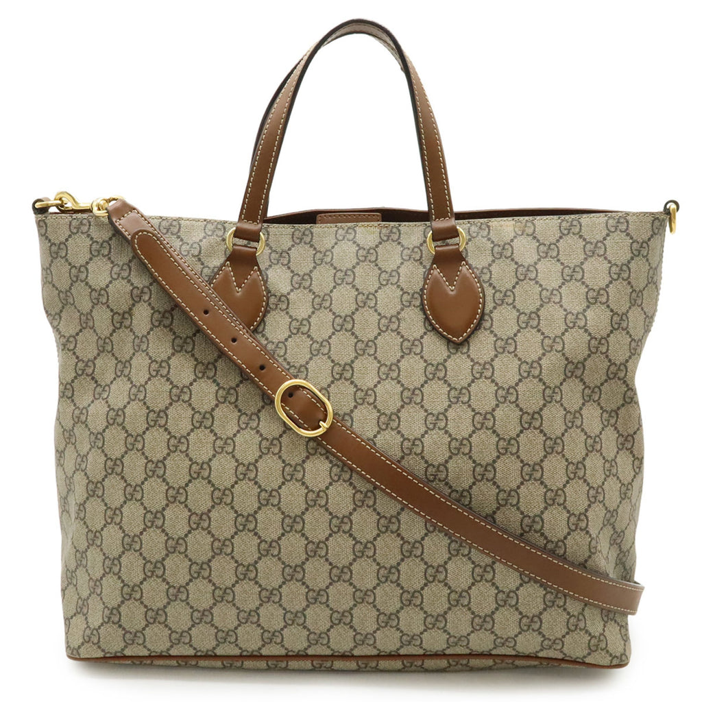 Gucci Beige Brown Brown Gg Supreme Shoulder Bag Tote Bag (Pre-Owned)