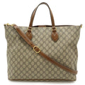 Gucci Beige Brown Brown Gg Supreme Shoulder Bag Tote Bag (Pre-Owned)