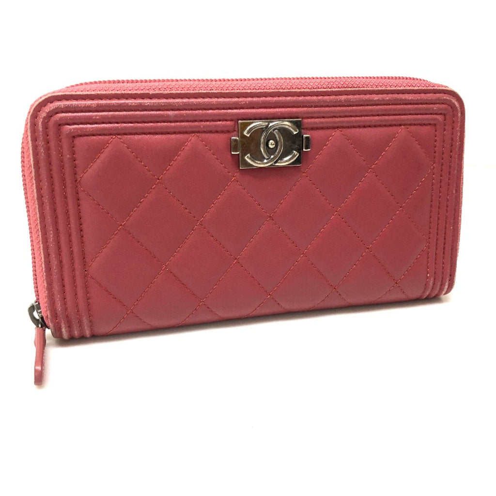 Chanel Pink Leather Long Wallet (Bi-Fold)