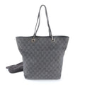 Gucci Black Gray Leather Canvas Handbag Shoulder Bag Tote Bag (Pre-Owned)