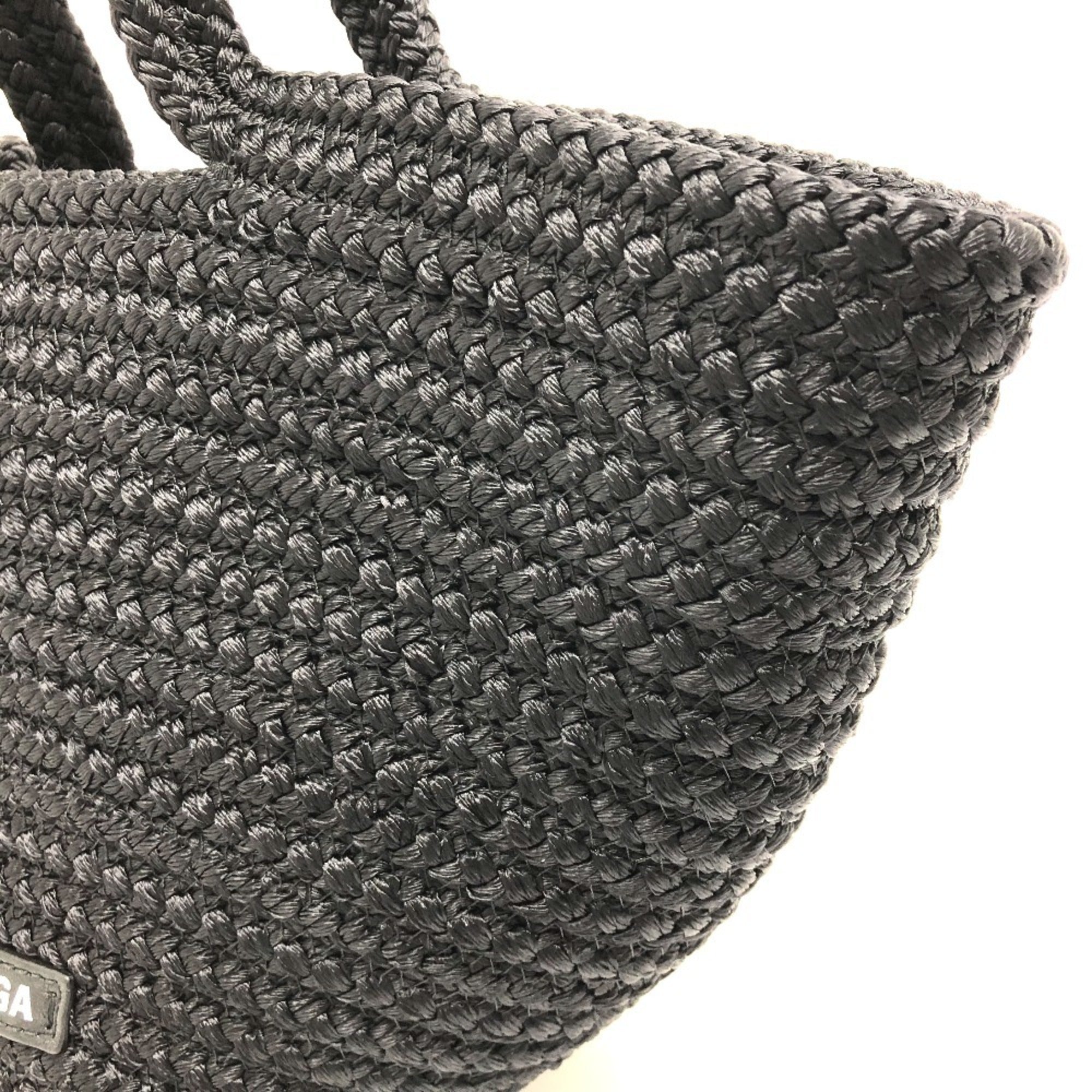 Balenciaga Black Nylon Leather Handbag Tote