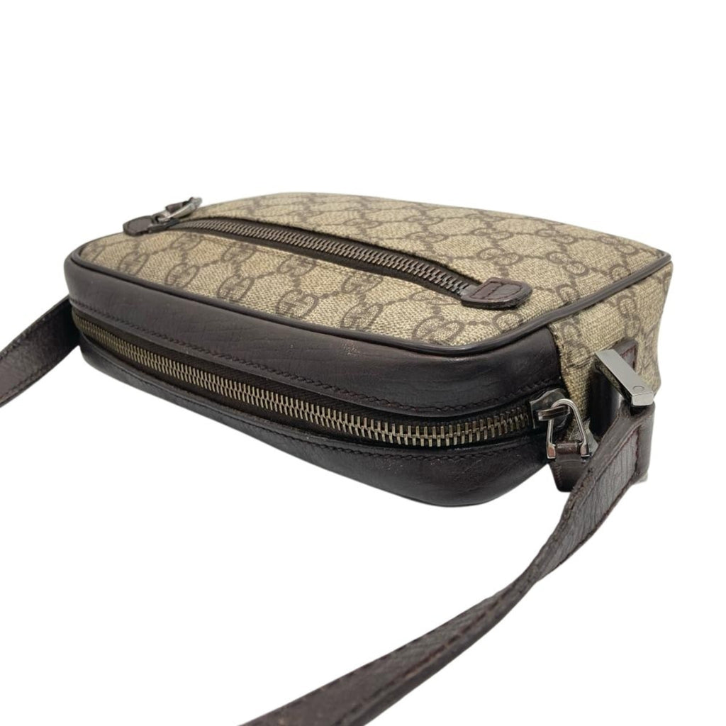 Gucci Beige Brown Gg Supreme Canvas Shoulder Bag (Pre-Owned)