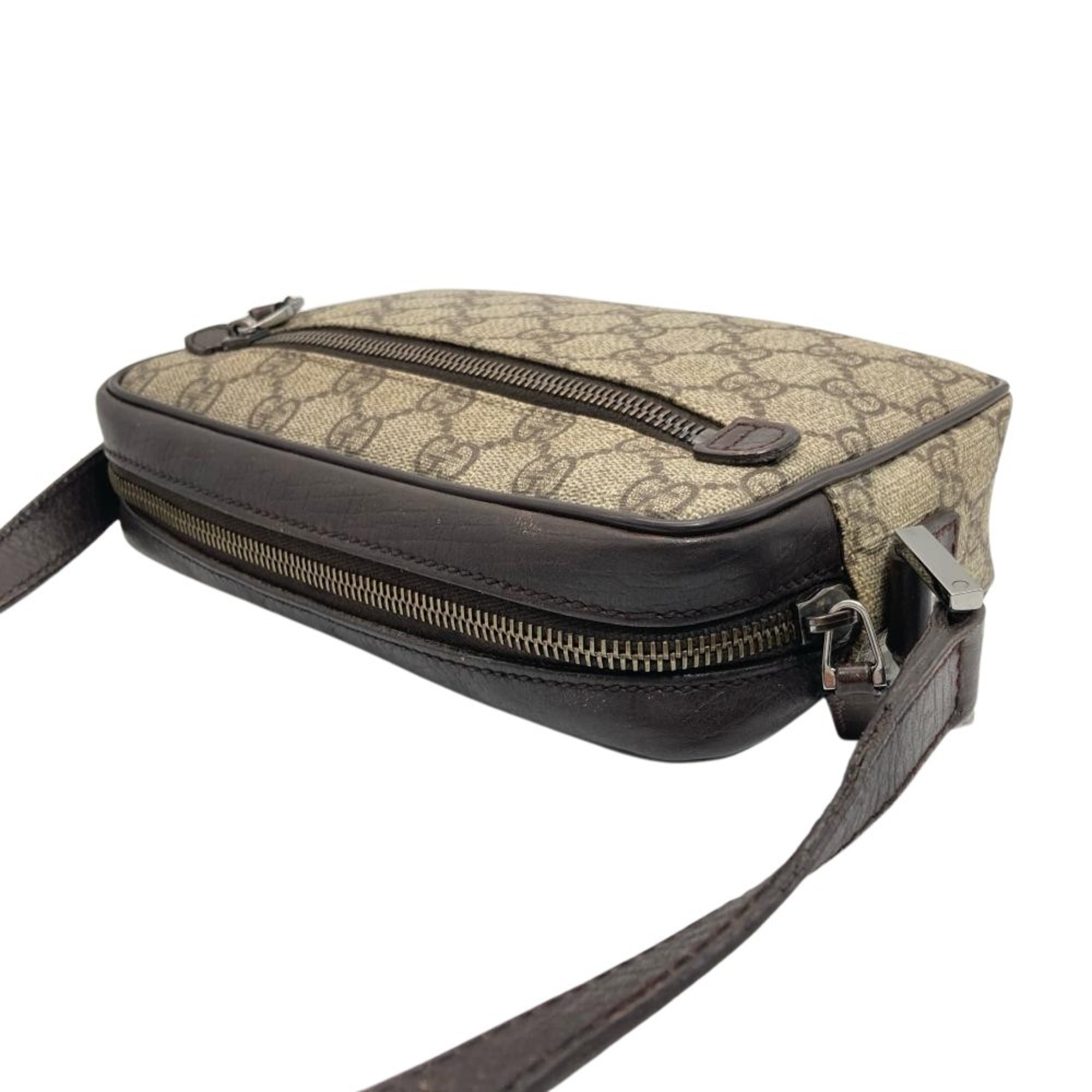 Gucci Beige Brown Gg Supreme Canvas Shoulder Bag (Pre-Owned)