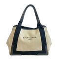 Balenciaga Black Ivory Canvas Leather Hand