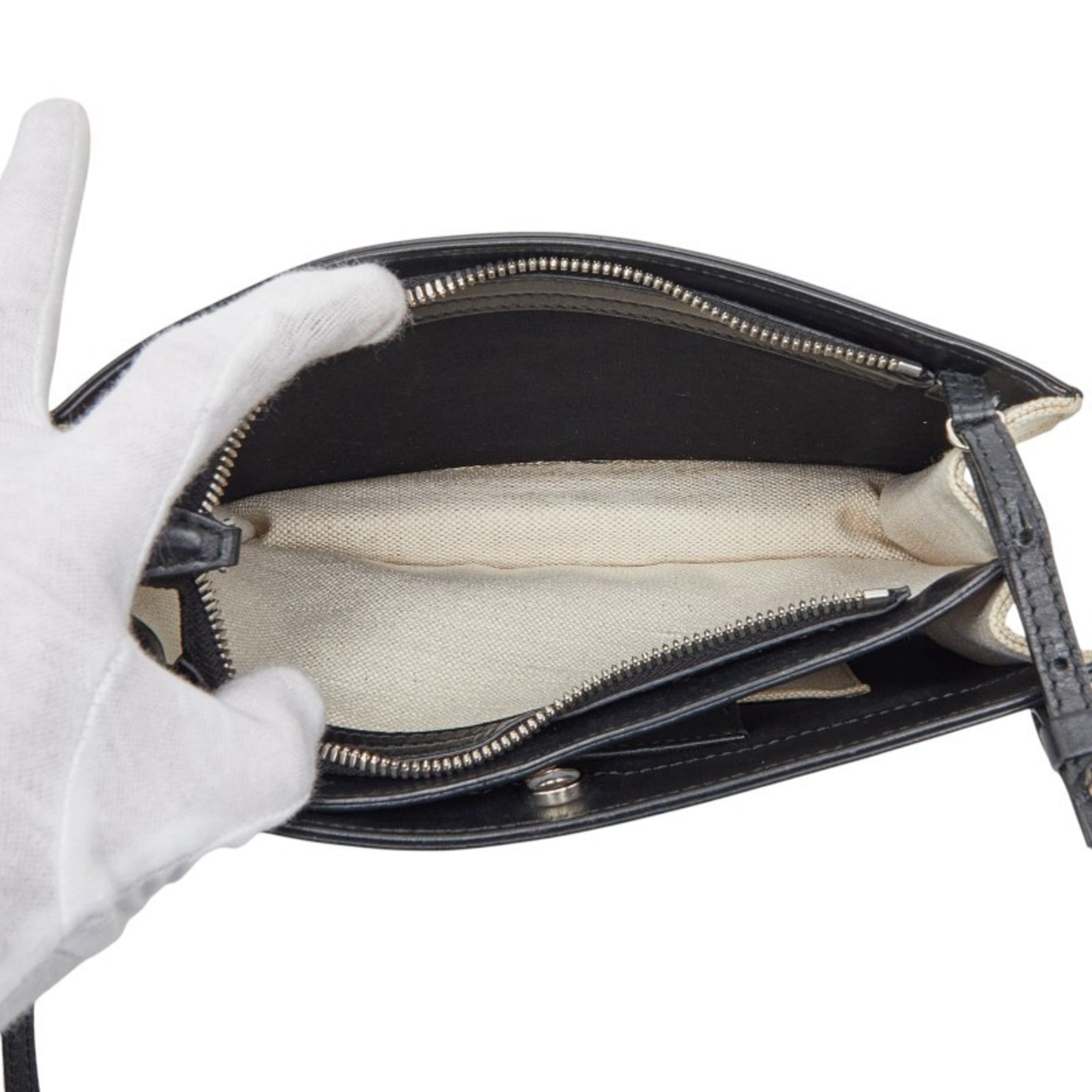 Balenciaga Black White Canvas Leather Shoulder