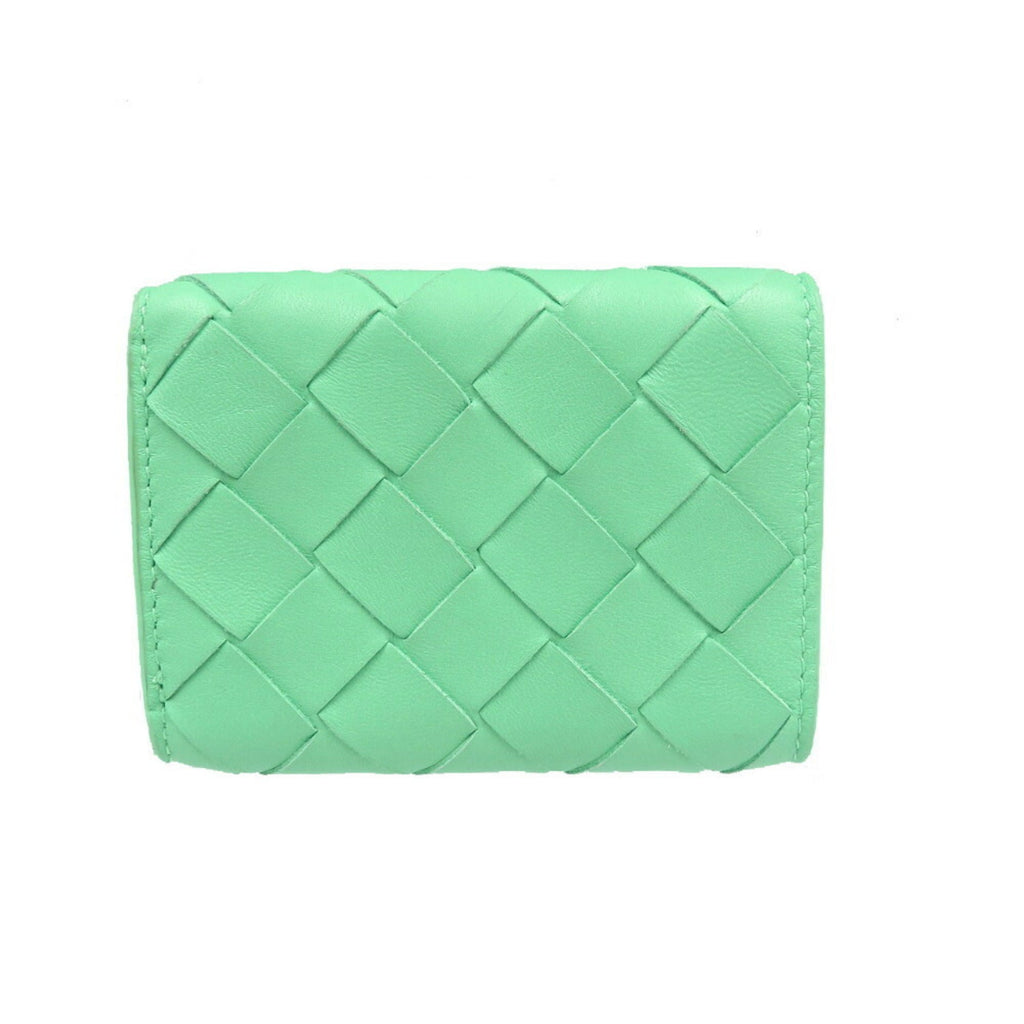 Bottega Veneta Green Leather Wallet (Tri-Fold)