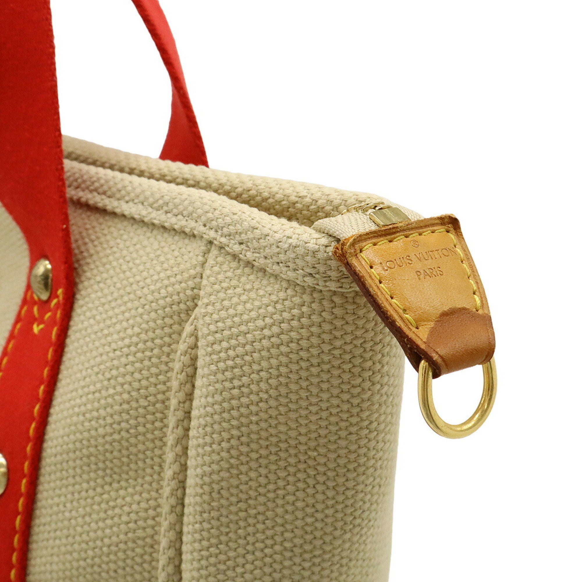 Louis Vuitton Beige Red Color Canvas Shoulder Bag Tote Bag