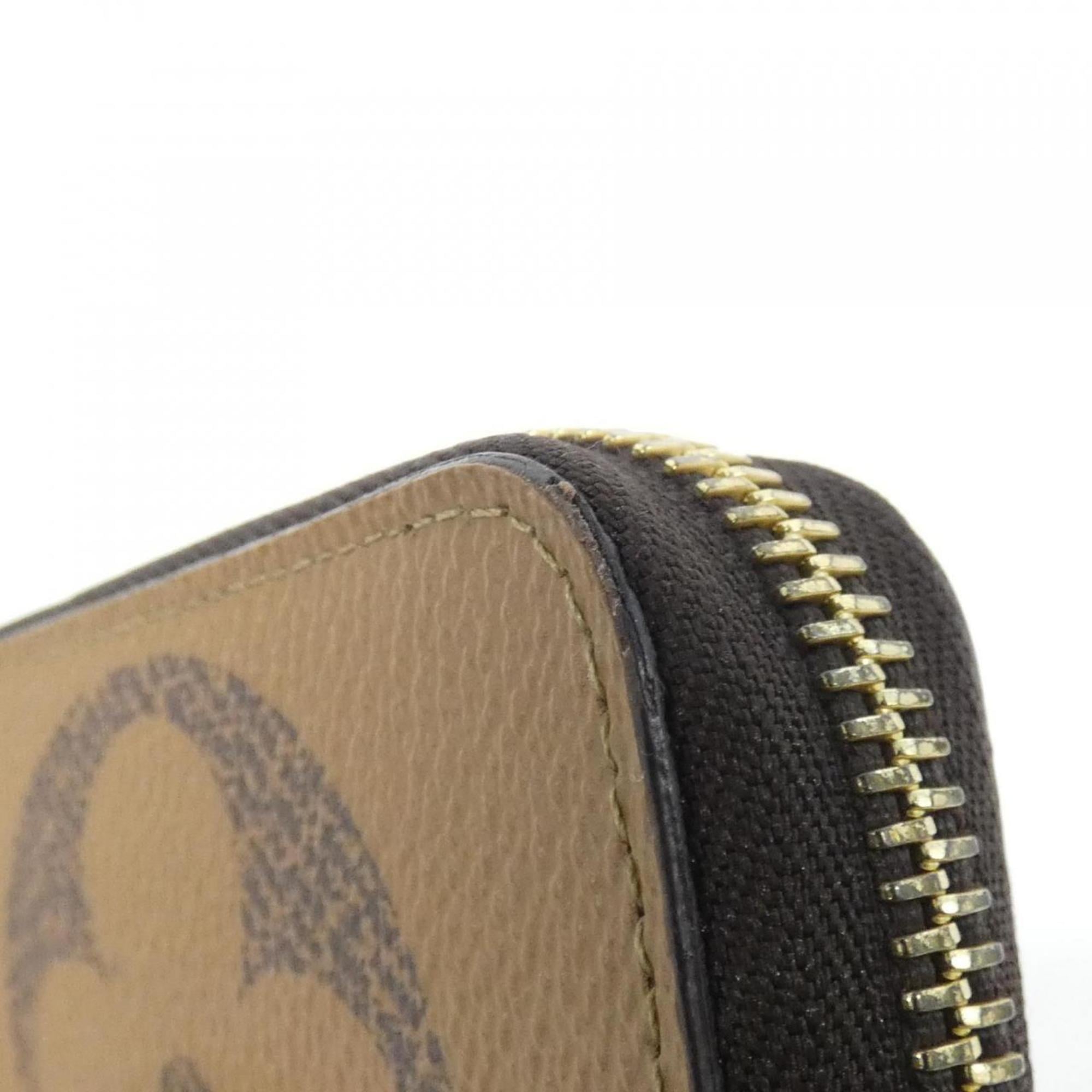Louis Vuitton Beige Brown Brown Coated Canvas Long Wallet