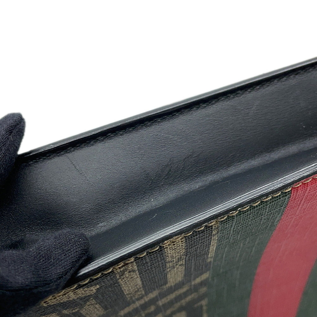 Gucci Black Multi-Color Leather Clutch Bag Handbag Pouch (Pre-Owned)