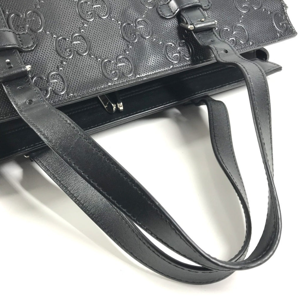 Gucci Black Leather Shoulder Bag Tote Bag (Pre-Owned)