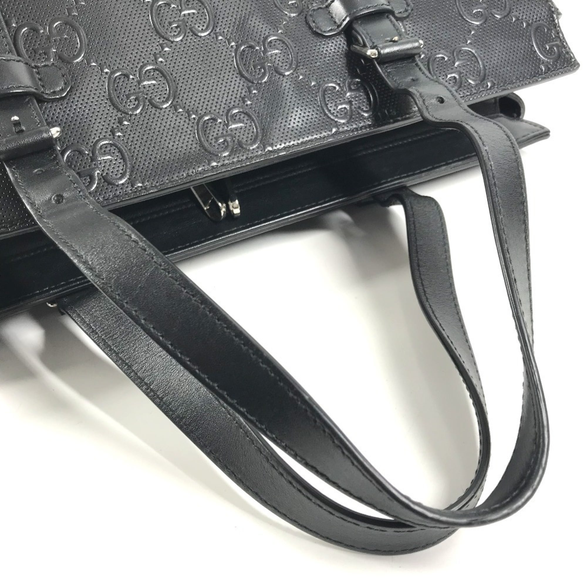 Gucci Black Leather Shoulder Bag Tote Bag (Pre-Owned)