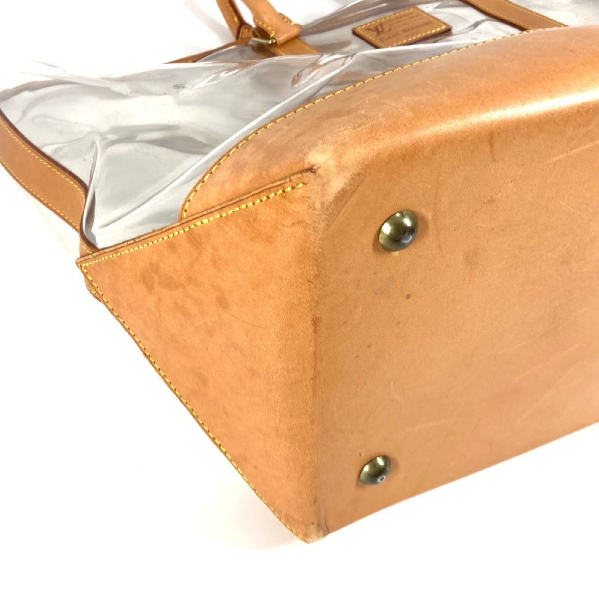 Louis Vuitton Beige Clear Vinyl Leather Shoulder Bag Tote Bag