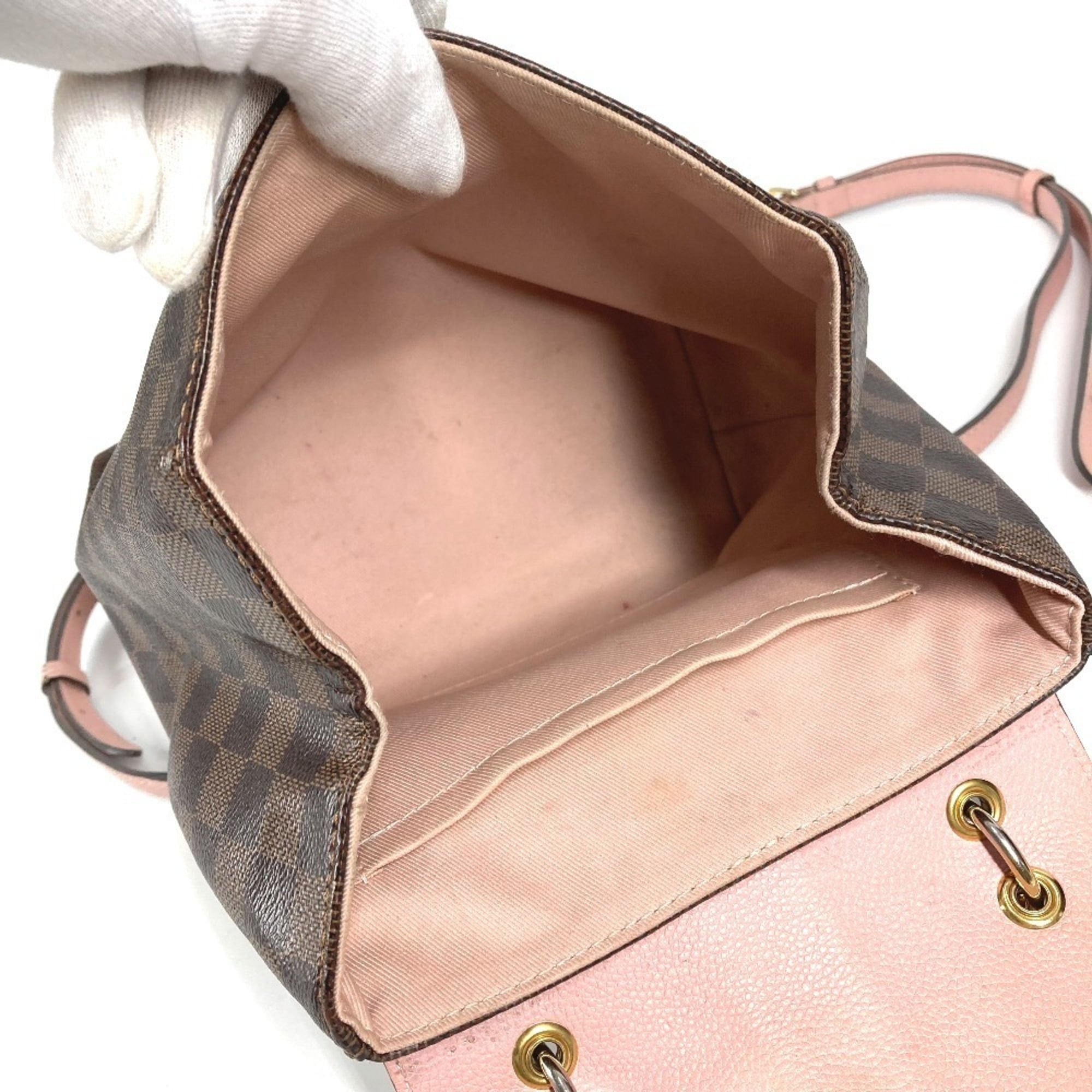 Louis Vuitton Brown Pink Damier Canvas Backpack Handbag