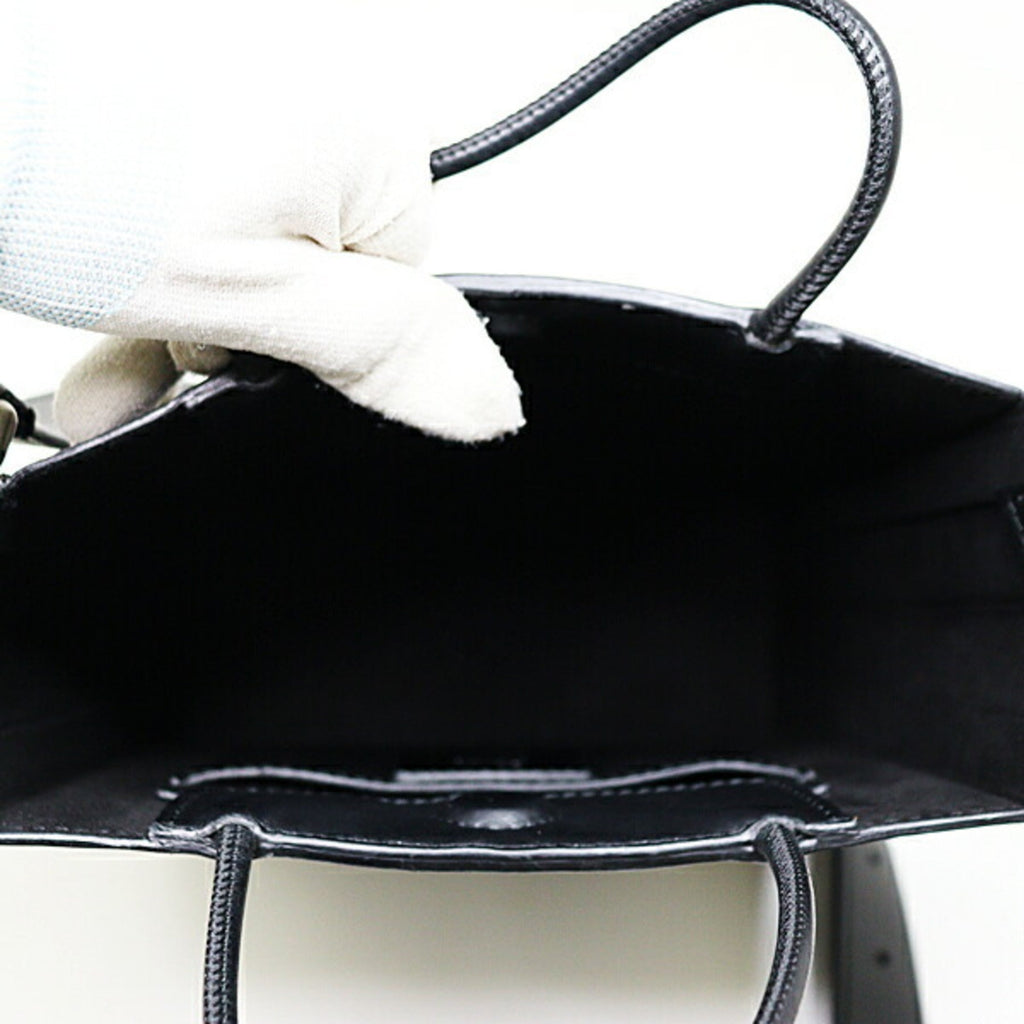 Fendi Black Leather Handbag Shopping Bag Shoulder Bag