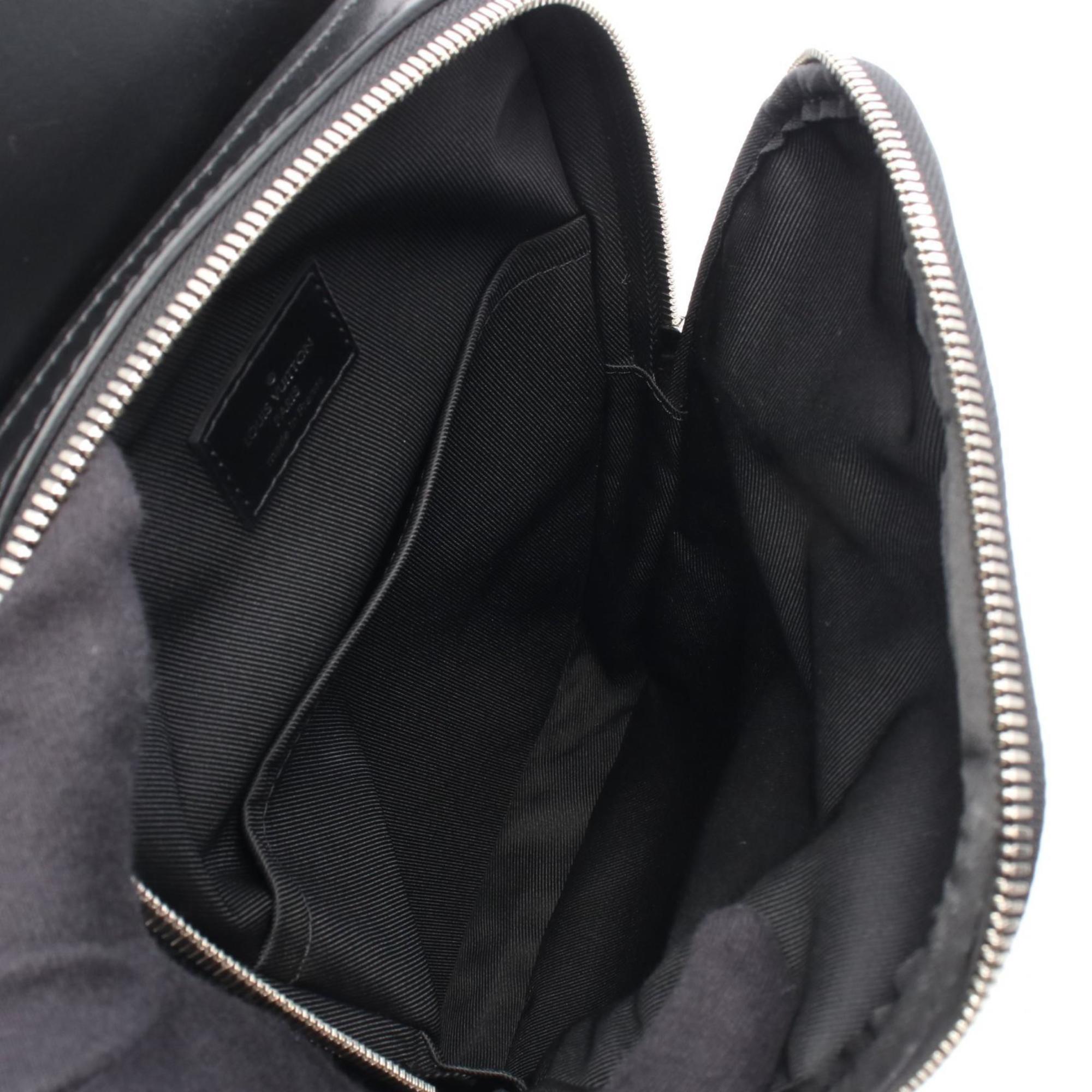 Louis Vuitton Black Brown Coated Canvas Leather Fanny Pack Sling Bag