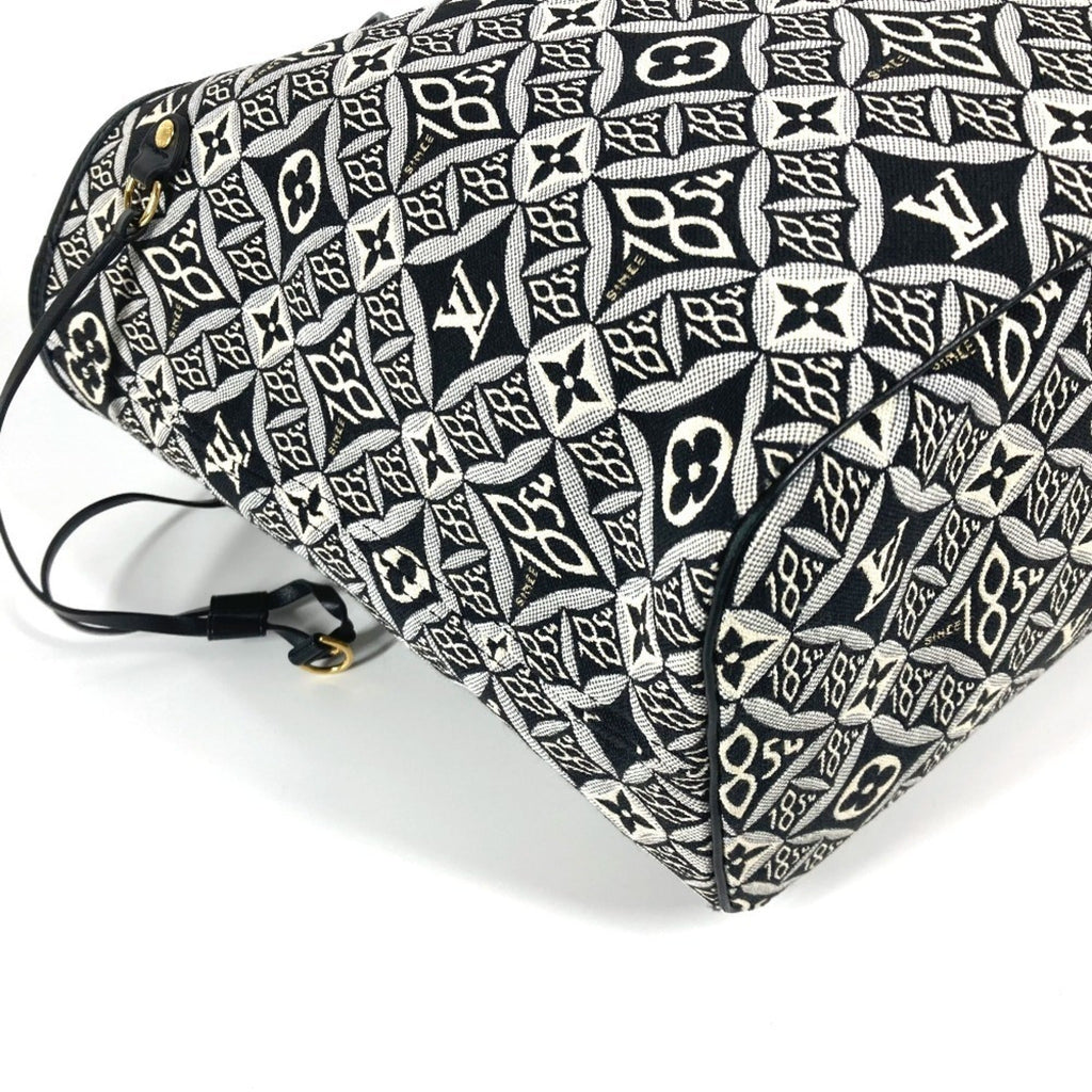 Louis Vuitton Black White Jacquard Leather Shoulder Bag Tote Bag