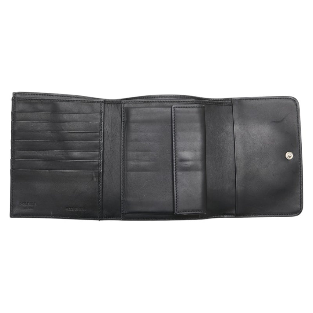 Prada Black Nylon Leather Wallet (Tri-Fold)