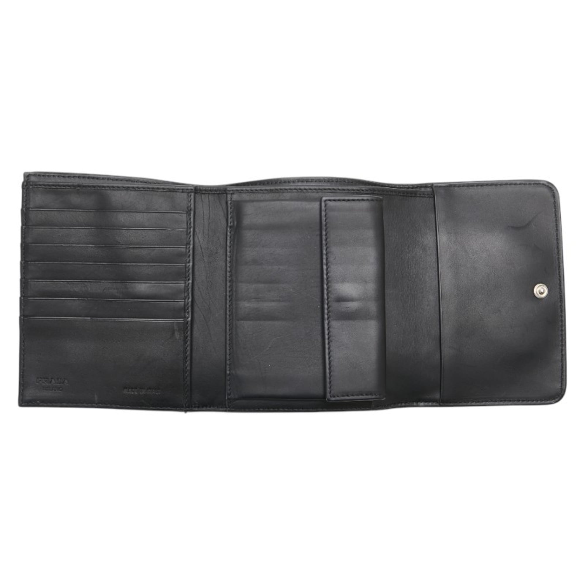 Prada Black Nylon Leather Wallet (Tri-Fold)