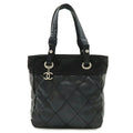 Chanel Black Coated Canvas Leather Shoulder Bag Tote Bag
