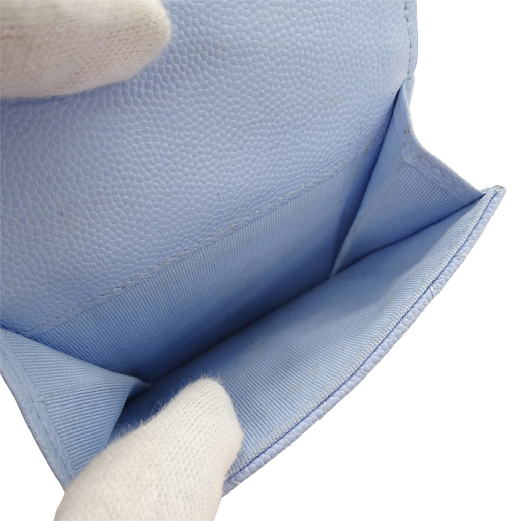 Chanel Light Blue Grained Calfskin Wallet (Tri-Fold)