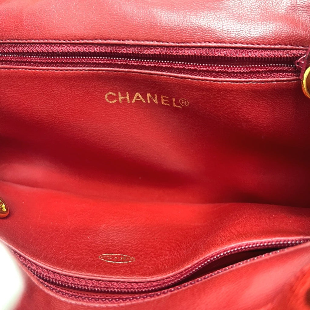 Chanel Red Color Grained Calfskin Backpack