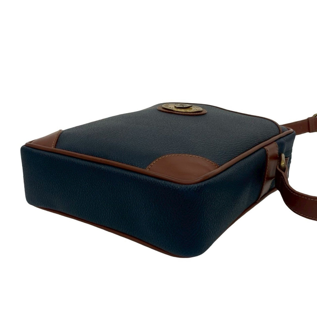 Burberry Brown Navy Leather Pvc Pochette Shoulder Bag
