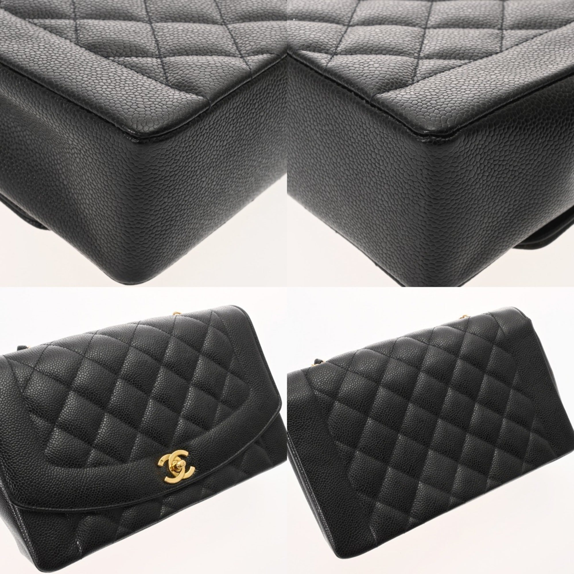 Chanel Black Grained Calfskin Shoulder Bag