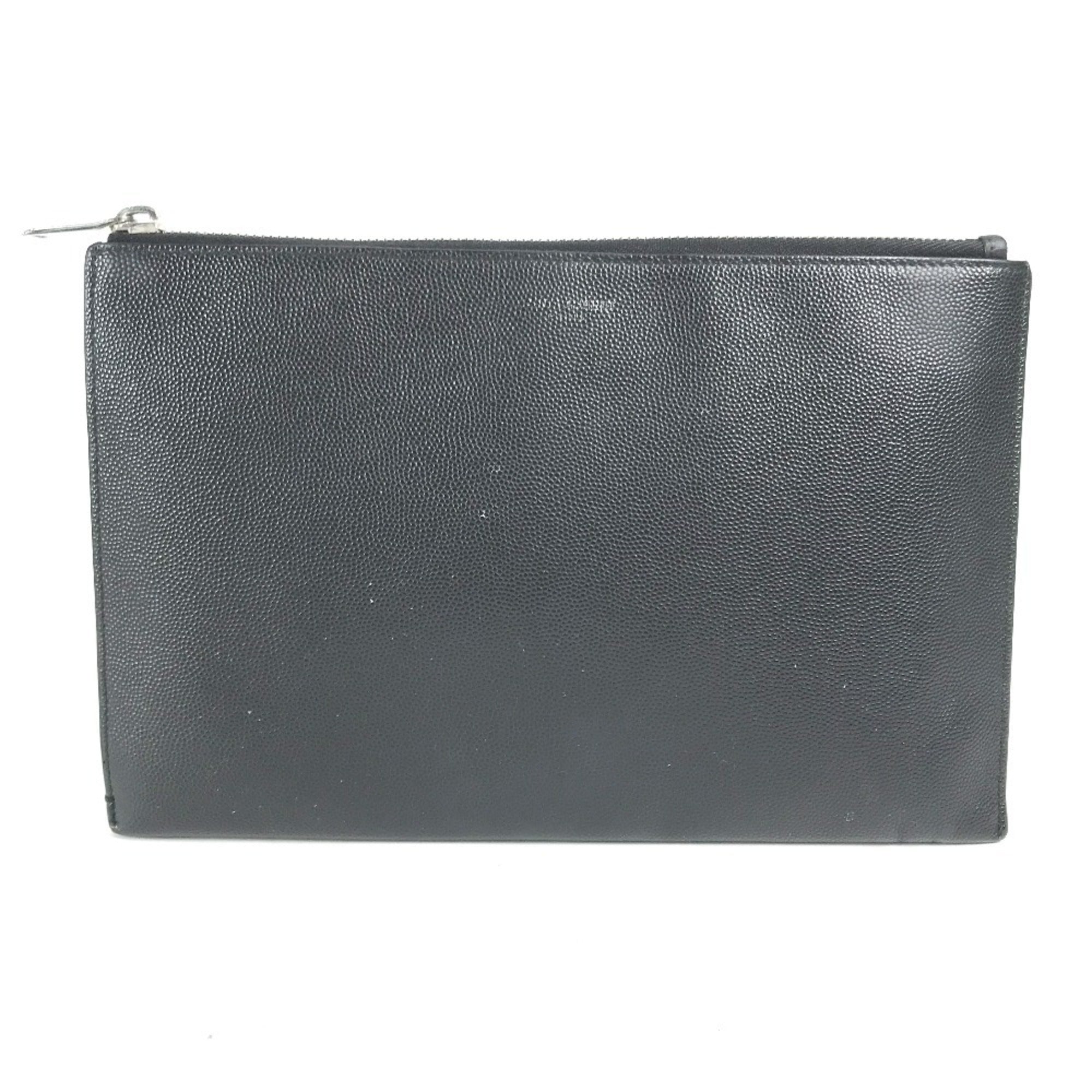 Saint Laurent Black Leather Clutch Bag Pouch (Pre-Owned)
