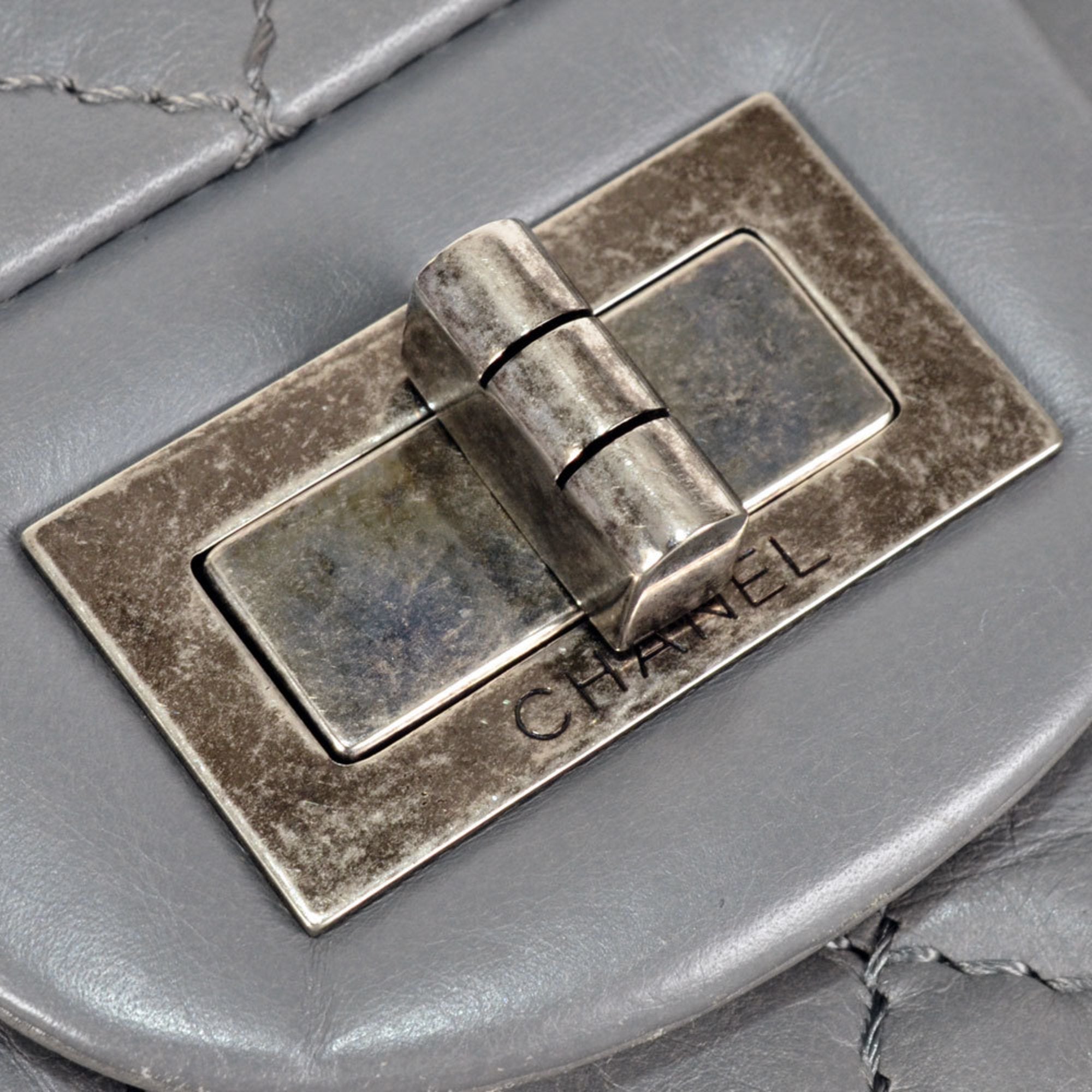 Chanel Gray Leather Shoulder Bag