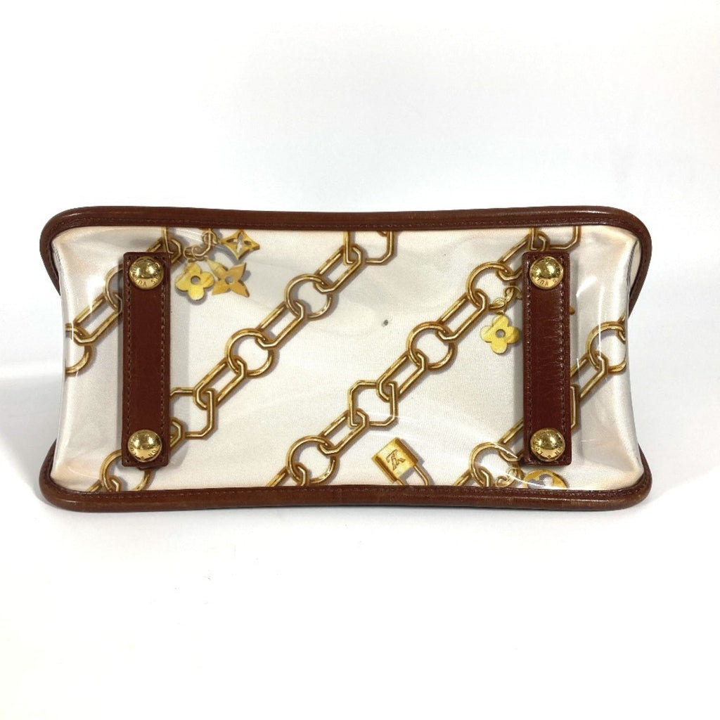 Louis Vuitton Brown White Vinyl Leather Handbag Shoulder Bag Tote Bag