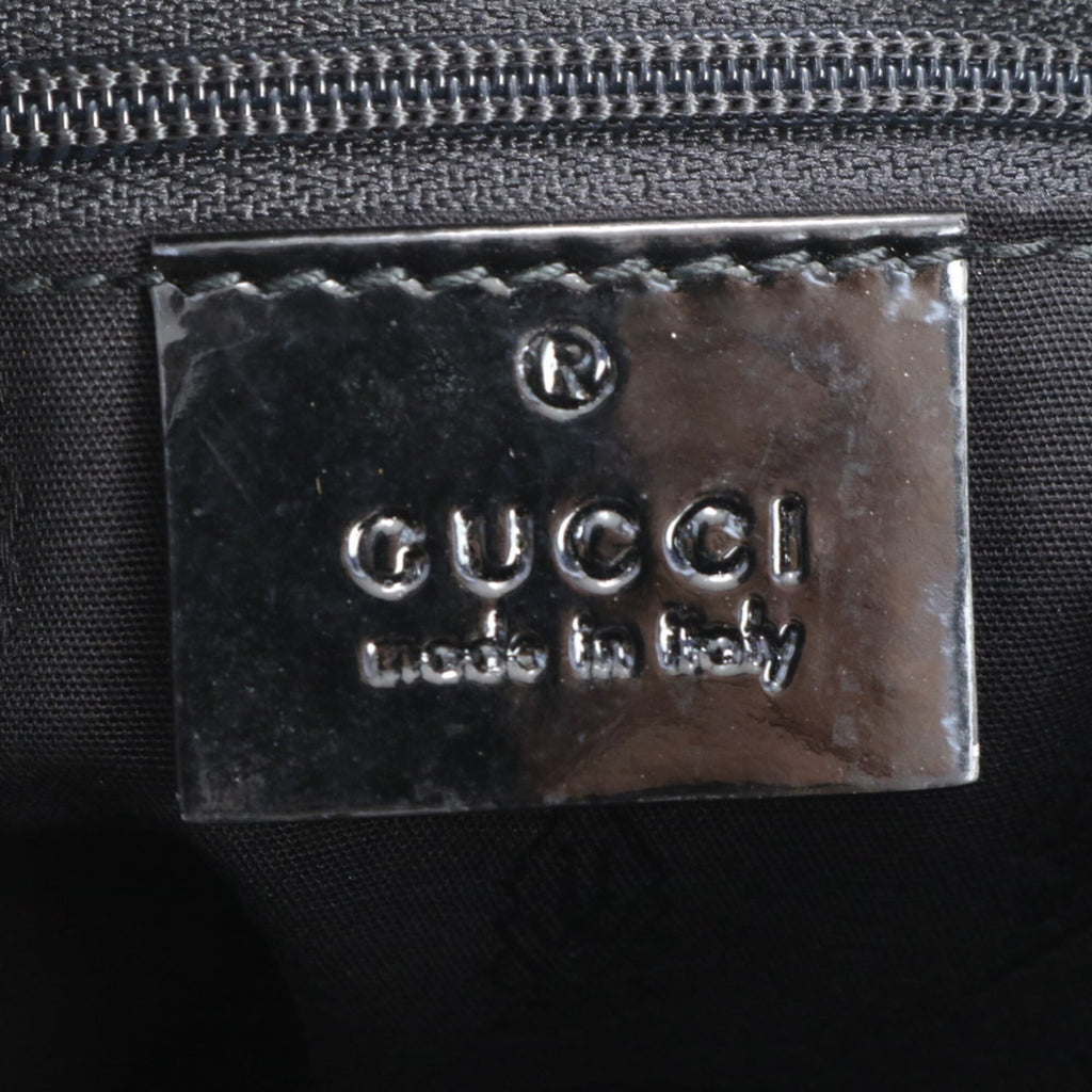 Gucci Black Leather Canvas Handbag Shoulder Bag Tote Bag (Pre-Owned)