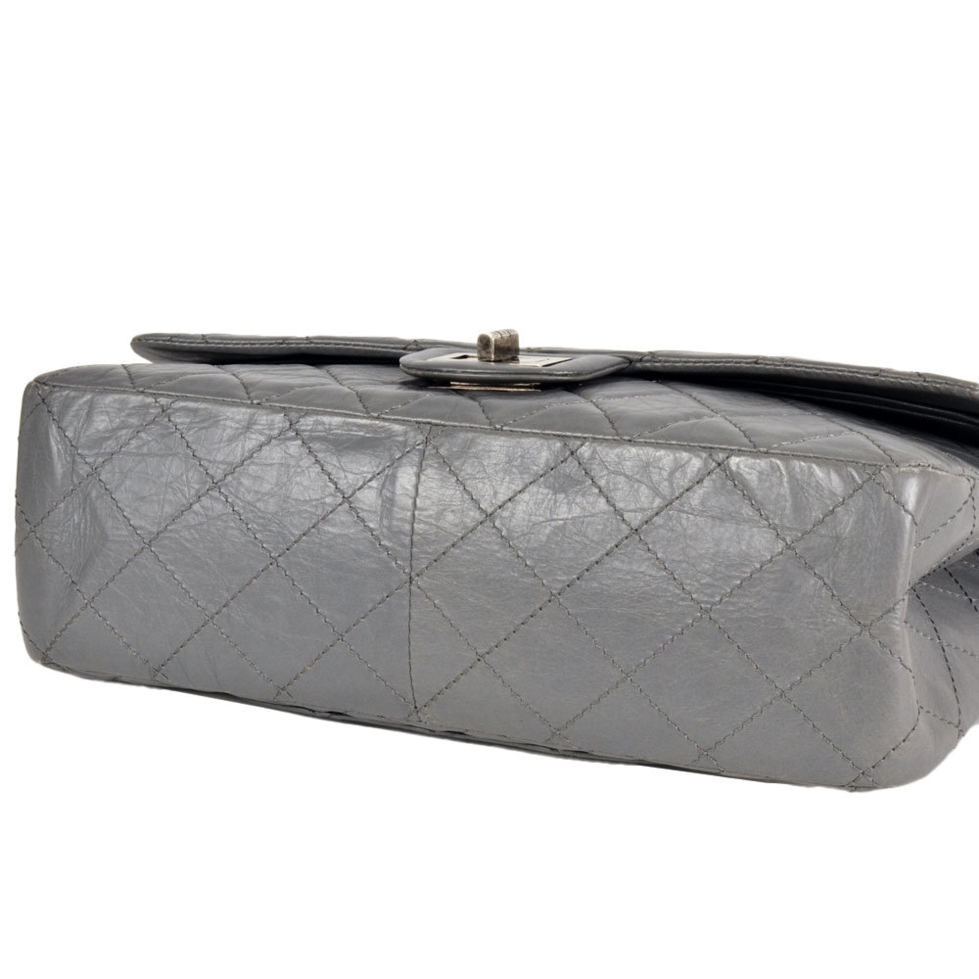 Chanel Gray Leather Shoulder Bag