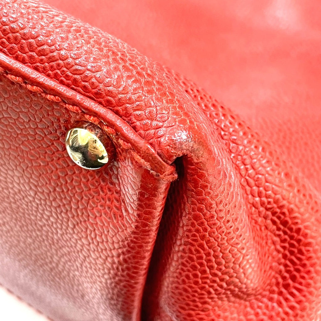 Chanel Red Leather Tote Bag