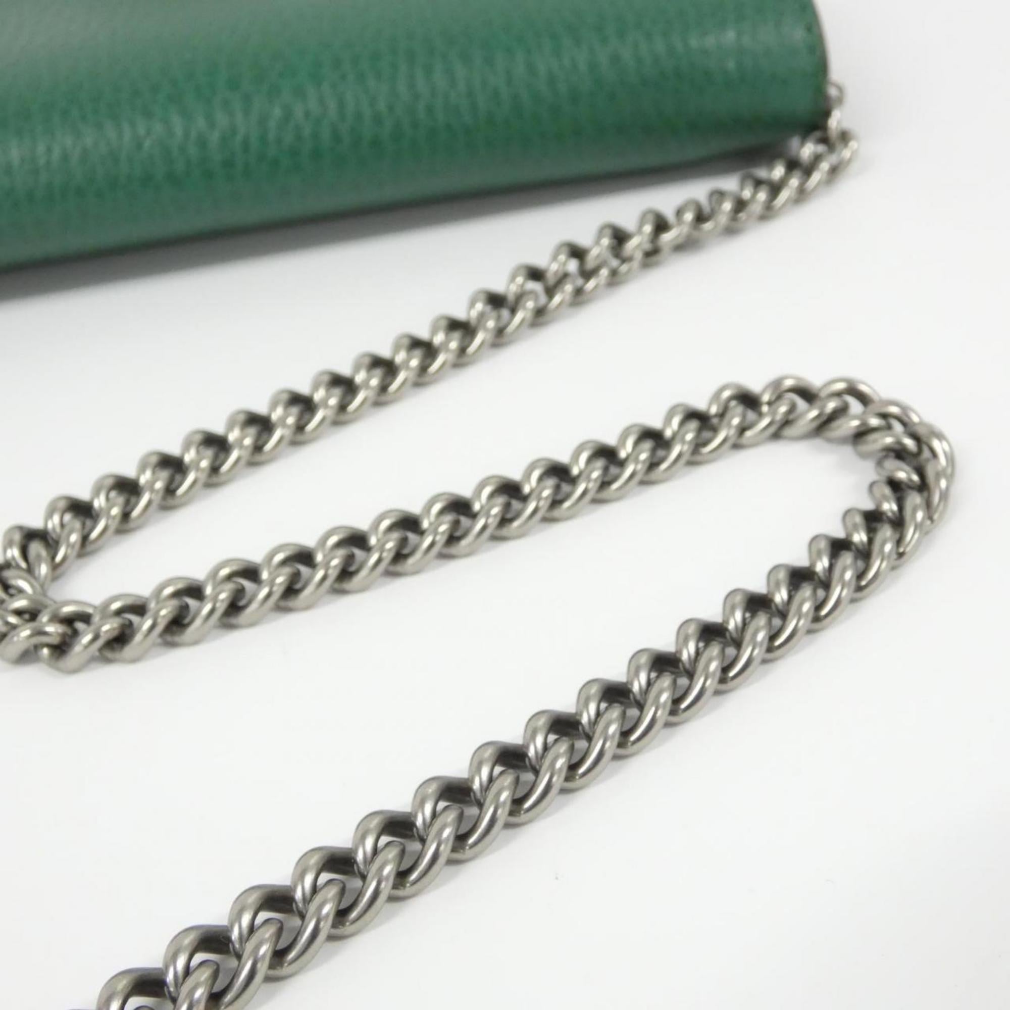 Gucci Emerald Green Leather Chain/Shoulder Wallet (Pre-Owned)