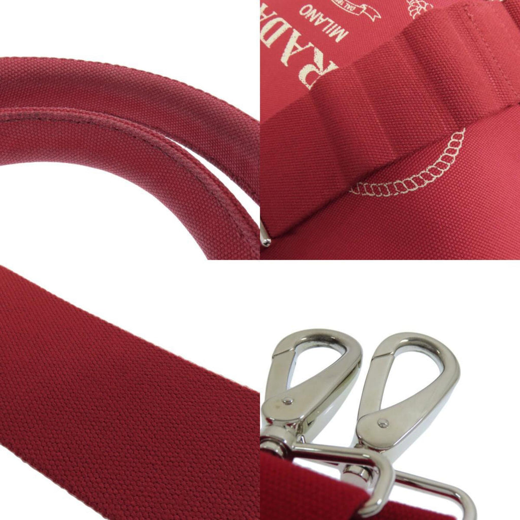 Prada Canapa Red Color Canvas Tote Bag