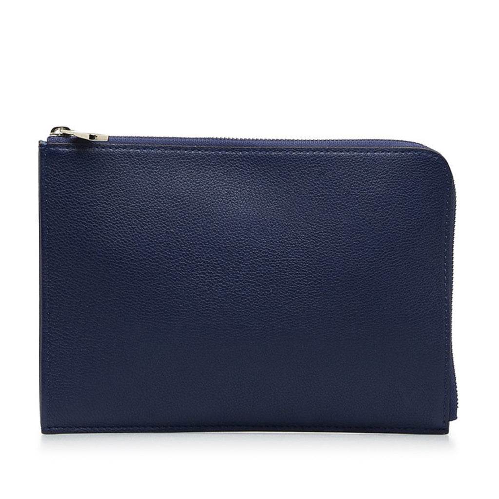 Louis Vuitton Navy Leather Clutch Bag