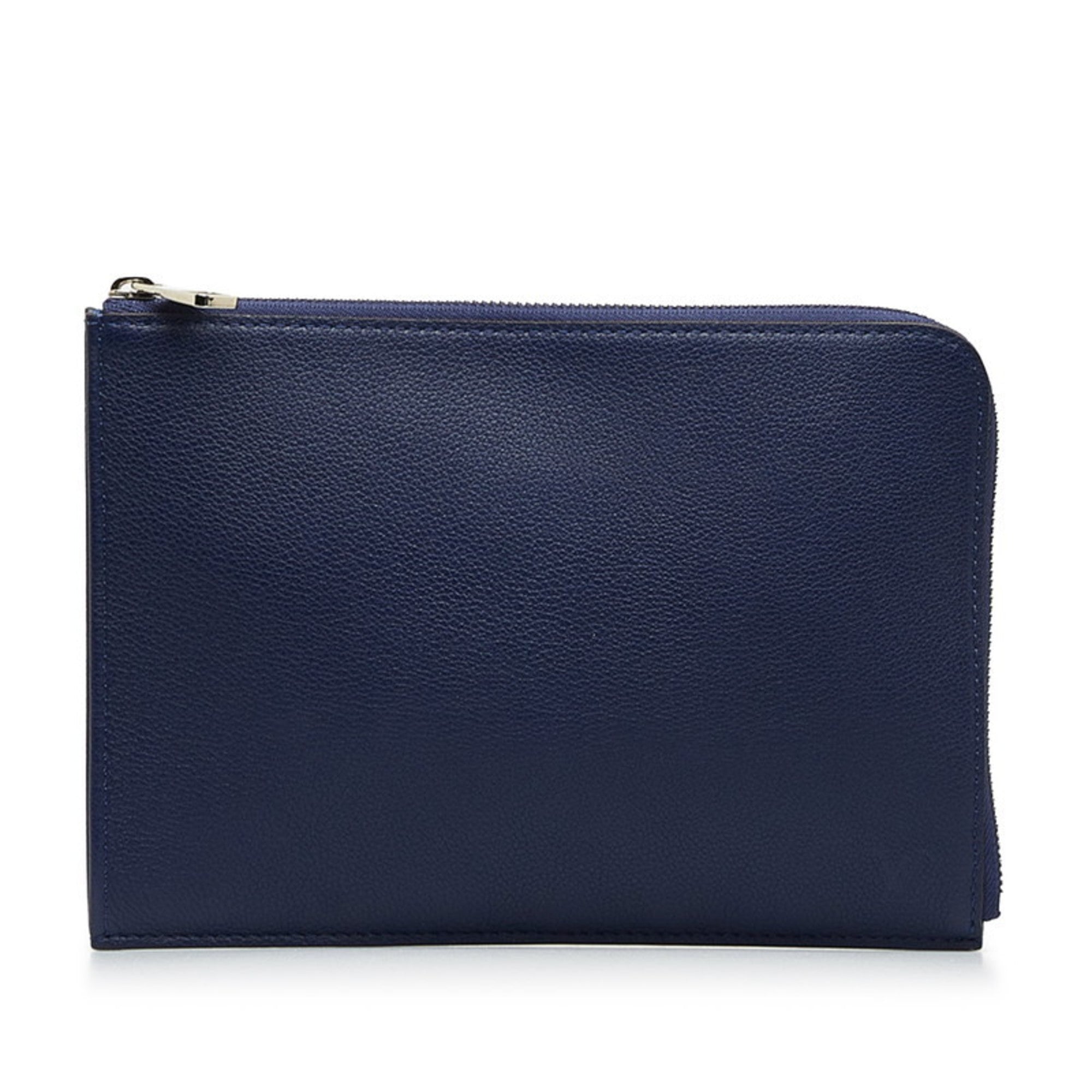 Louis Vuitton Navy Leather Clutch Bag